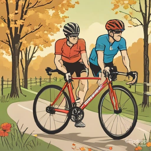 cyclists on bicycles, in nature, when cycling through the park